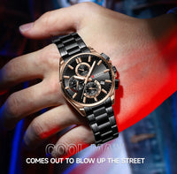 CURREN Men's Quartz Chronograph Watch with Luminous Hands,Auto Date Stainless Steel Band, Precision Style Wristwatche Waterproof