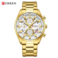 CURREN Luxury Men's Chronograph Watch Quartz Movement Stainless Steel Band with 43mm Dial Fashion Sports Wristwatch