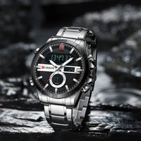 CURREN Sport Men Watch Top Brand Luxury Military Business Male Clock Gold Stainless Steel Quartz Digital Man Wristwatch 8384