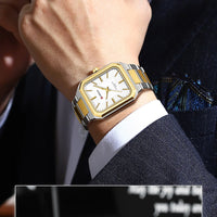 CURREN 8457 Business Minimalist Quartz Watch Waterproof Square Stainless Steel Strap Wristwatch with Luminous Function