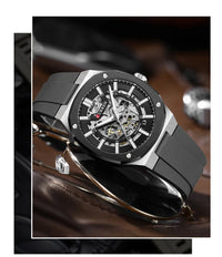 CURREN Watch for Men Automatic Mechanical Original Waterproof Silicone Strap Luminous Business Fashion clock