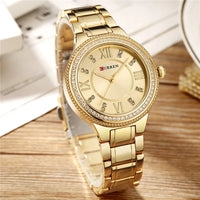CURREN New Fashion Women Watch Top Brand Luxury Ladies Girl Wristwatch Gold Stainless Steel Bracelet Classic Female Clock 9004