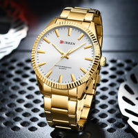 CURREN 8425 Neutral Round Baton-marked Stainless Steel Watch, Water-resistant Business Men's Wristwatch