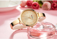 CURREN 9012 Casual Quartz Watch for Ladies, Waterproof Stylish Integrated Stainless Steel Bangle Wristwatch