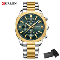 CURREN Stainless Steel Watch with Timer Calendar Luminous Hands And Stainless Steel Bracelet