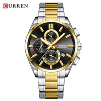 CURREN Men's Quartz Chronograph Watch with Luminous Hands,Auto Date Stainless Steel Band, Precision Style Wristwatche Waterproof