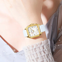 CURREN 9113 Women's square small dial watch waterproof quartz watch silicone watch strap fashionable and simple wristwatch