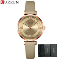 CURREN New Leather Watch Women Watches Ladies Creative Quartz Bracelet Wristwatches Female Waterproof Clock Relogio Feminino