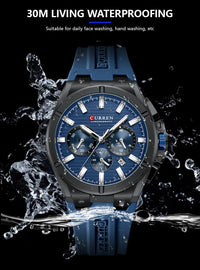 CURREN Luxury Man Wristwatch Chronograph Date Waterproof Rubber band Casual Quartz Men's Watches Sports Male Clock Reloj