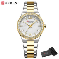Women's Watch CURREN 2025 Romantic Luxury Dial with Rhinestones Stainless Steel Band Slim Wristwatch for Ladies Waterproof