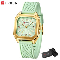 CURREN 9113 Women's square small dial watch waterproof quartz watch silicone watch strap fashionable and simple wristwatch