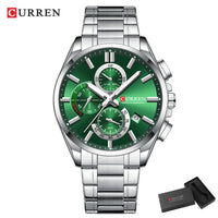 CURREN Men's Quartz Chronograph Watch with Luminous Hands,Auto Date Stainless Steel Band, Precision Style Wristwatche Waterproof