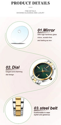 CURREN 9094 Small Dial Quartz Watch for Ladies, Waterproof Round Minimalist Wristwatch with Stainless Steel Strap