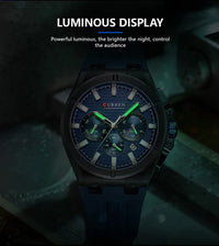 CURREN Luxury Man Wristwatch Chronograph Date Waterproof Rubber band Casual Quartz Men's Watches Sports Male Clock Reloj