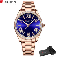 CURREN Brand New Charming Rose Ladies Watch Luminous Hands Stainless Steel Strap Clock Thin Quartz Ladies Watch relogio feminino
