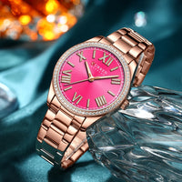CURREN Brand New Charming Rose Ladies Watch Luminous Hands Stainless Steel Strap Clock Thin Quartz Ladies Watch relogio feminino