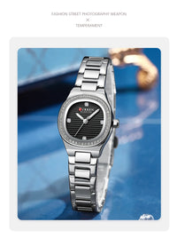 CURREN Luxury Brand Simple Style Quartz Watch for Women NEW Dress Ladies Wristwatches with Rhinestones