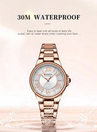 CURREN 9091 Luxury Original Woman Round Watch Stainless Steel 3ATM Waterproof Elegant Ladies Wristwatch Quartz Watch for Women