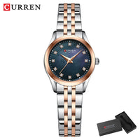 CURREN Elegant Fashion Women's Watches Luxury Brand Original Quartz Watch for Ladies Waterproof Stainless Steel Clock