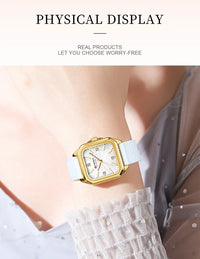 CURREN 9113 Women's square small dial watch waterproof quartz watch silicone watch strap fashionable and simple wristwatch