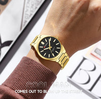 CURREN Men’s Business Watch Textured Black Dial Quartz  Wristwatch Stainless Steel Luminous Male Dress Watch Relogio Masculino