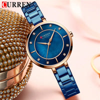 CURREN Women Watches Top Brand Luxury Ladies Wrist Quartz Watch Stainless Steel Classic Bracelet Female Clock Clear 9051