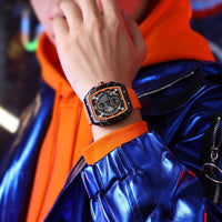 CURREN 8442 Unique Barrel Shaped Large Dial Men's Watch Casual Quartz Silicone Strap Automatic Date Chronograph Watches for Man