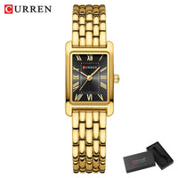 CURREN Luxury Ladies Fashion Quartz Watch Simple Scale Square Quality Women Watches Business Stainless Steel Folding Clock
