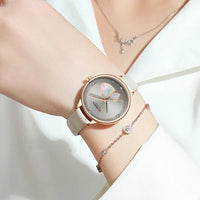 CURREN 9077 Ultra-thin Quartz Watch for Ladies, Waterproof Minimalist Small Dial Round Wristwatch