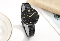 CURREN 9017 Roman Numeral Quartz Watch for Ladies, Waterproof Minimalist Casual Wristwatch with Stainless Steel Strap