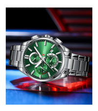 CURREN Men's Quartz Chronograph Watch with Luminous Hands,Auto Date Stainless Steel Band, Precision Style Wristwatche Waterproof