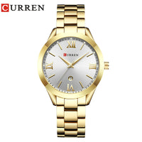 CURREN 9007 Fashion Women Quartz Watch Waterproof Minimalist Calendar Wristwatch with Roman Numerals