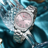 CURREN Brand New Charming Rose Ladies Watch Luminous Hands Stainless Steel Strap Clock Thin Quartz Ladies Watch relogio feminino