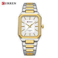 CURREN 8457 Business Minimalist Quartz Watch Waterproof Square Stainless Steel Strap Wristwatch with Luminous Function