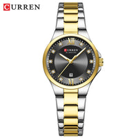 CURREN Women's Luxury Brand Watches Simple Quartz Auto Date Wristwatch Female Waterproof Clock Luminous Hands 9107