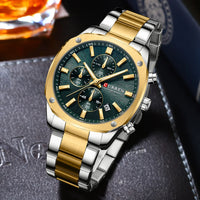 CURREN Stainless Steel Watch with Timer Calendar Luminous Hands And Stainless Steel Bracelet