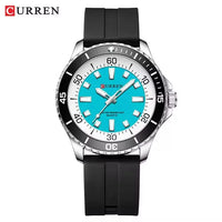 CURREN 8448 Men's Fashion Quartz Watch Outdoor Large Dial Luminous Waterproof Silicone Strap Sport Wristwatch Reloj Hombre