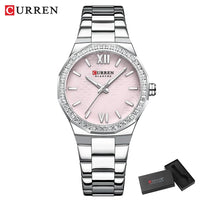 Women's Watch CURREN 2025 Romantic Luxury Dial with Rhinestones Stainless Steel Band Slim Wristwatch for Ladies Waterproof