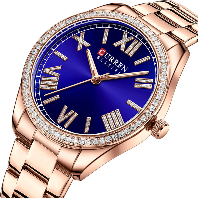 CURREN Brand New Charming Rose Ladies Watch Luminous Hands Stainless Steel Strap Clock Thin Quartz Ladies Watch relogio feminino