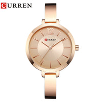 CURREN 9012 Casual Quartz Watch for Ladies, Waterproof Stylish Integrated Stainless Steel Bangle Wristwatch