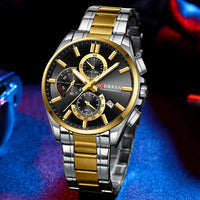 CURREN Men's Quartz Chronograph Watch with Luminous Hands,Auto Date Stainless Steel Band, Precision Style Wristwatche Waterproof