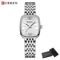 CURREN Fashion Rectangular Ladies Watches New Quartz Waterproof Stainless Steel Strap Wristwatch for Women