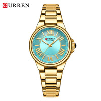 CURREN 9091 Luxury Original Woman Round Watch Stainless Steel 3ATM Waterproof Elegant Ladies Wristwatch Quartz Watch for Women