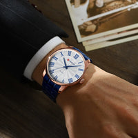 Curren 8422 Men's Minimalist Roman Numeral Quartz Watch, Water-resistant Round Business Wristwatch