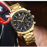 CURREN High Quality Men's Luxury  Fashion Quartz Watch Men Round Business Student Sport Waterproof Glow Clock