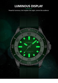 CURREN 8448 Men's Fashion Quartz Watch Outdoor Large Dial Luminous Waterproof Silicone Strap Sport Wristwatch Reloj Hombre