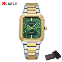 CURREN NEW Stainless Steel Strap Vintage Rectangle Dial Quartz Watches for Men Luminous Hands Waterproof
