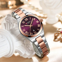 CURREN Fashionable Quartz Watches for Women Roman Numerals Simple Elegant Stainless Steel Braclete Ladies Wristwatch
