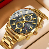 CURREN Men's Multifunctional Watch with Chronograph Date Stopwatch Waterproof Watches Stainless Steel Quartz Movement Clock