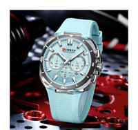 CURREN 8502 Brand New Quartz Watches for Men Chronograph Calendar Luminous Sport 30M Waterproof Silicone Strap Mens Wristwatch